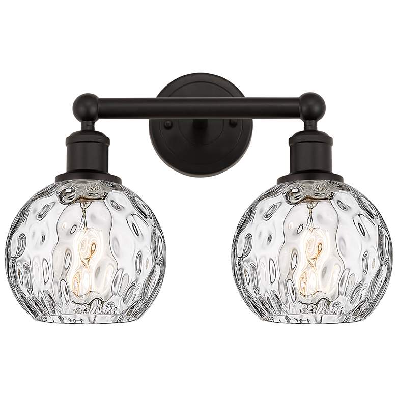 Image 1 Athens 15" 2-Light Oil Rubbed Bronze Bath Light w/ Clear Water Glass S