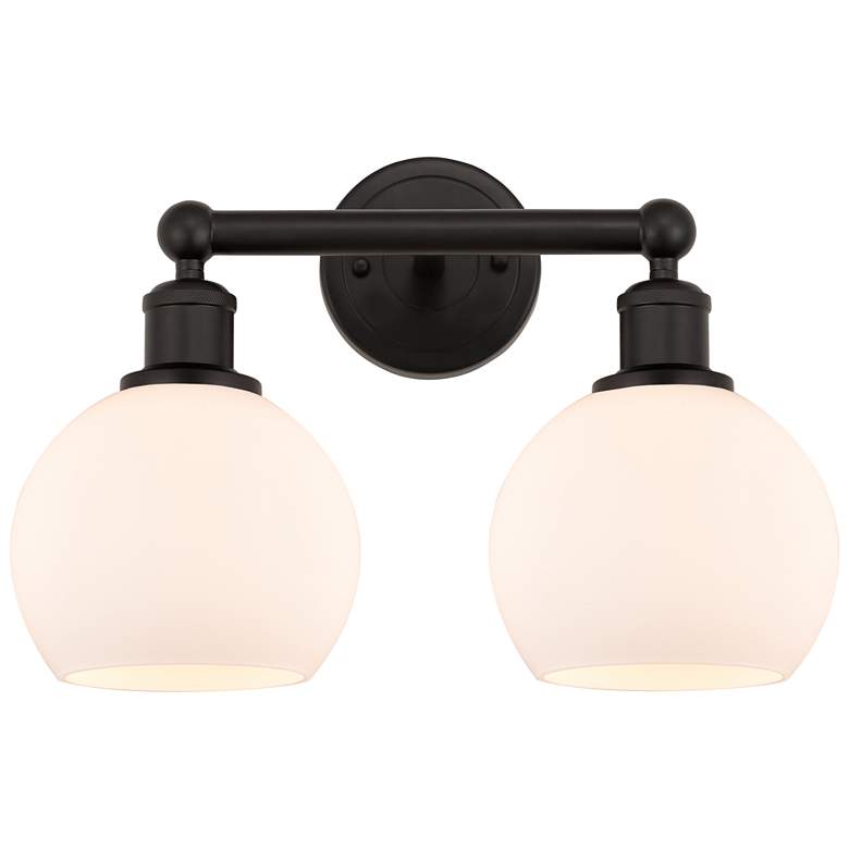 Image 1 Athens 15" 2-Light Oil Rubbed Bronze Bath Light w/ Matte White Shade