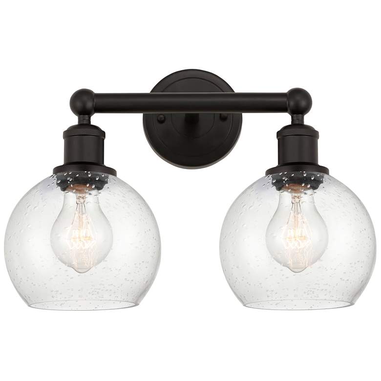 Image 1 Athens 15" 2-Light Oil Rubbed Bronze Bath Light w/ Seedy Shade
