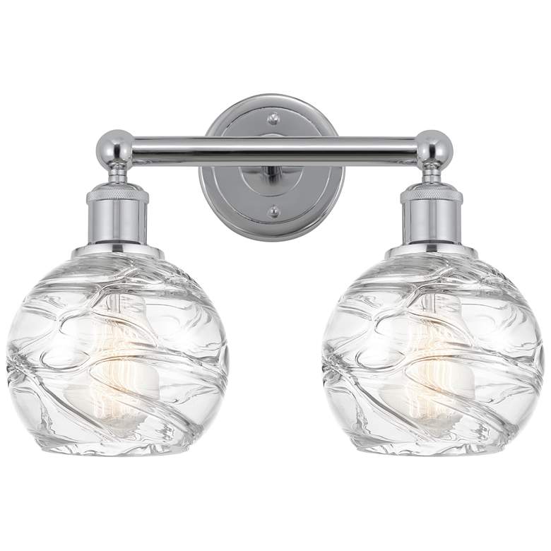 Image 1 Athens 15" 2-Light Polished Chrome Bath Light w/ Clear Deco Swirl Shad
