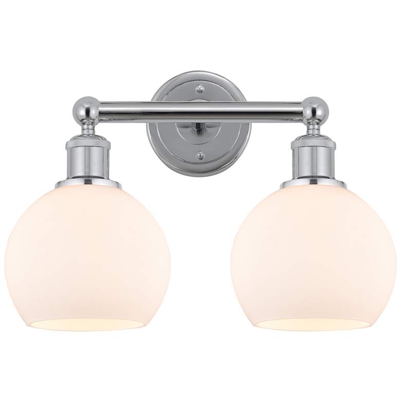 Image 1 Athens 15" 2-Light Polished Chrome Bath Light w/ Matte White Shade