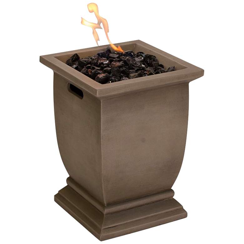 Image 2 Athens 15" High Gradient Gray Gas Outdoor Fire Column