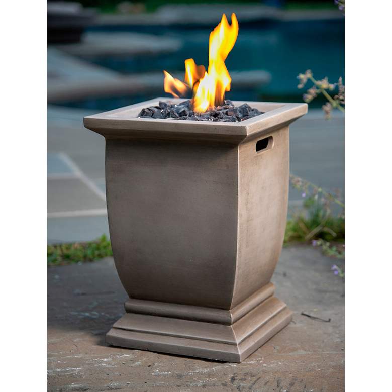 Image 1 Athens 15 inch High Gradient Gray Gas Outdoor Fire Column