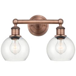 Athens 15&quot; Wide 2 Light Antique Copper Bath Vanity Light With Clear Sh