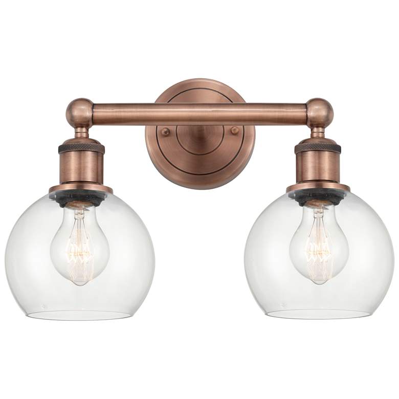 Image 1 Athens 15" Wide 2 Light Antique Copper Bath Vanity Light With Clear Sh