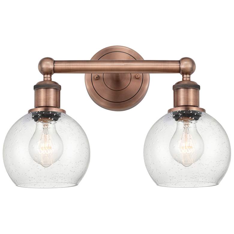 Image 1 Athens 15" Wide 2 Light Antique Copper Bath Vanity Light With Seedy Sh