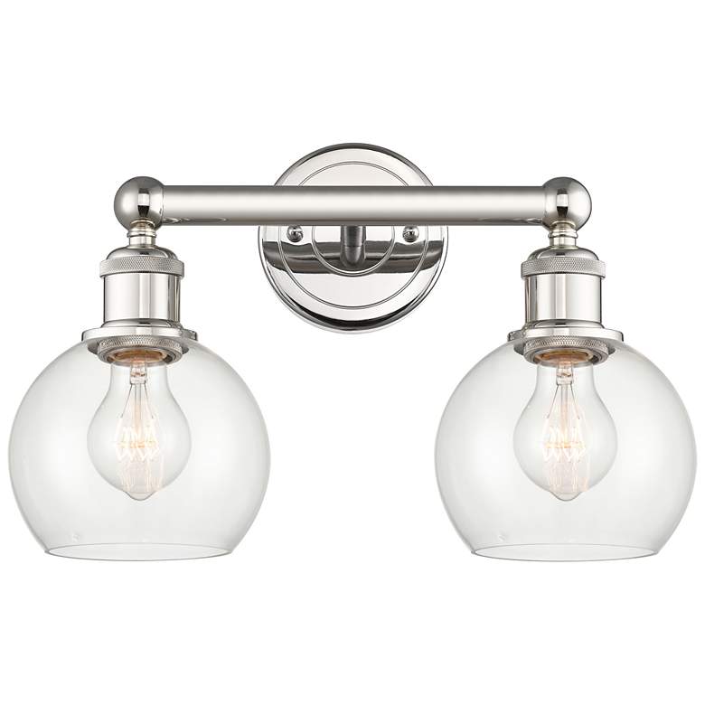 Image 1 Athens 15 inch Wide 2 Light Polished Nickel Bath Vanity Light With Clear S
