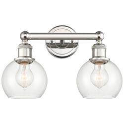 Athens 15&quot; Wide 2 Light Polished Nickel Bath Vanity Light With Clear S