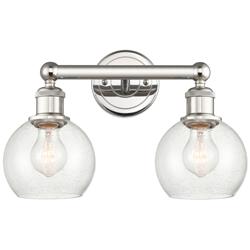 Athens 15&quot; Wide 2 Light Polished Nickel Bath Vanity Light With Seedy S