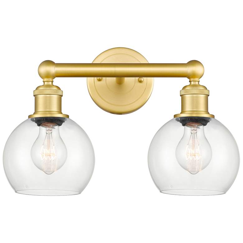Image 1 Athens 15" Wide 2 Light Satin Gold Bath Vanity Light With Clear Shade