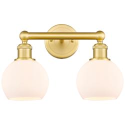 Athens 15&quot; Wide 2 Light Satin Gold Bath Vanity Light With Matte White