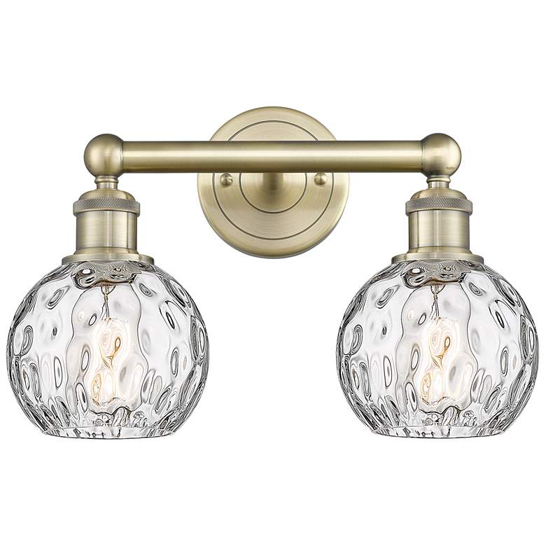 Image 1 Athens 15"W 2 Light Antique Brass Bath Light With Clear Water Glass Sh