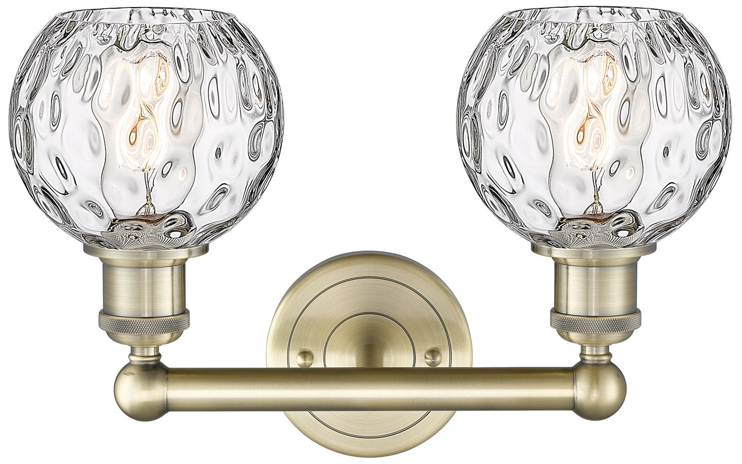 Image 2 Athens 15"W 2 Light Antique Brass Bath Light With Clear Water Glass Sh more views