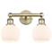 Athens 15"W 2 Light Antique Brass Bath Vanity Light With Matte White S