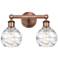 Athens 15"W 2 Light Antique Copper Bath Light With Clear Deco Swirl Sh