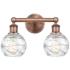 Athens 15"W 2 Light Antique Copper Bath Light With Clear Deco Swirl Sh