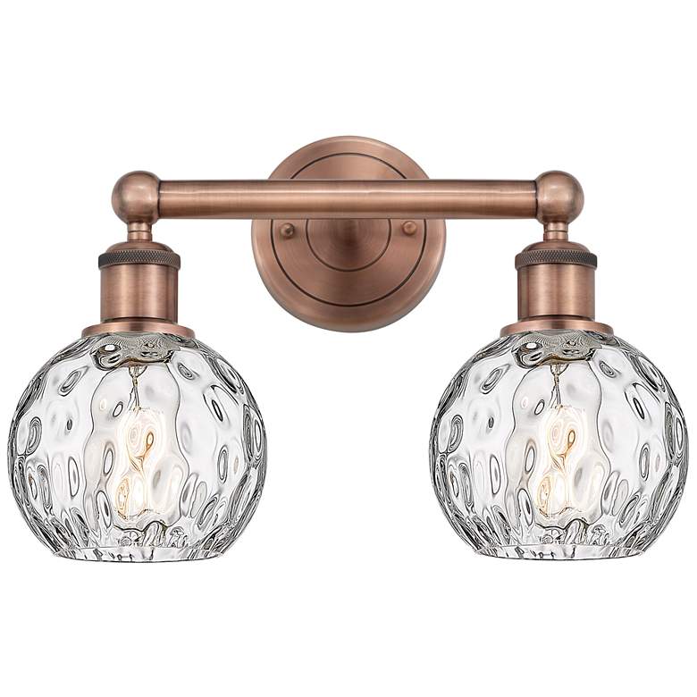 Image 1 Athens 15 inchW 2 Light Antique Copper Bath Light With Clear Water Glass S