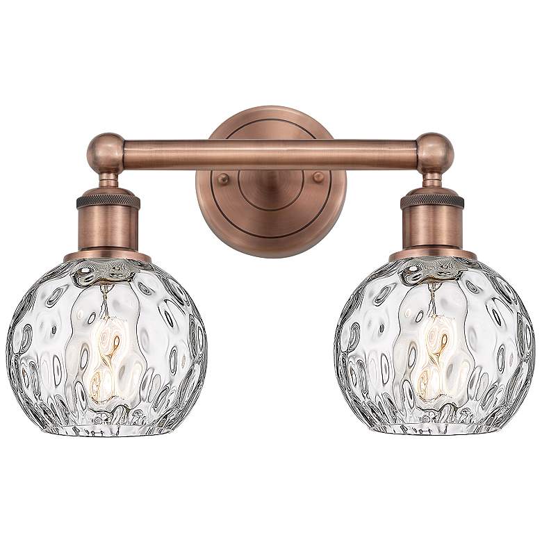 Image 1 Athens 15"W 2 Light Antique Copper Bath Light With Clear Water Glass S