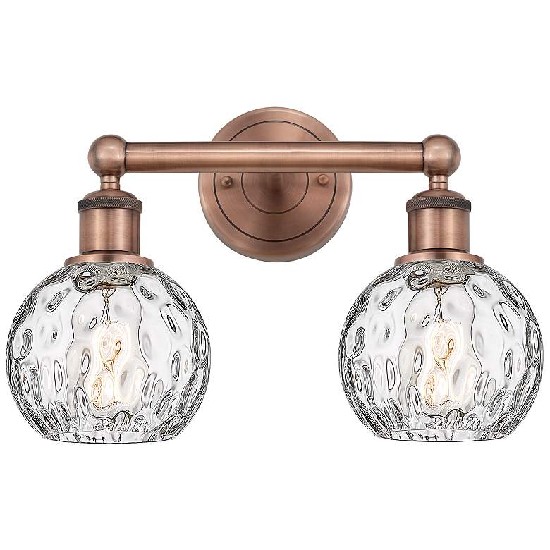 Image 1 Athens 15 inchW 2 Light Antique Copper Bath Light With Clear Water Glass S