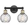 Athens 15"W 2 Light Black Antique Brass Bath Light With Water Glass Sh