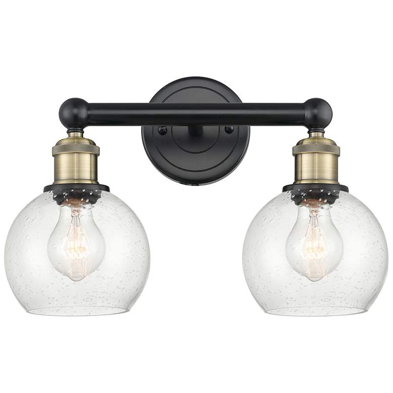 Image 1 Athens 15"W 2 Light Black Antique Brass Bath Vanity Light With Seedy S