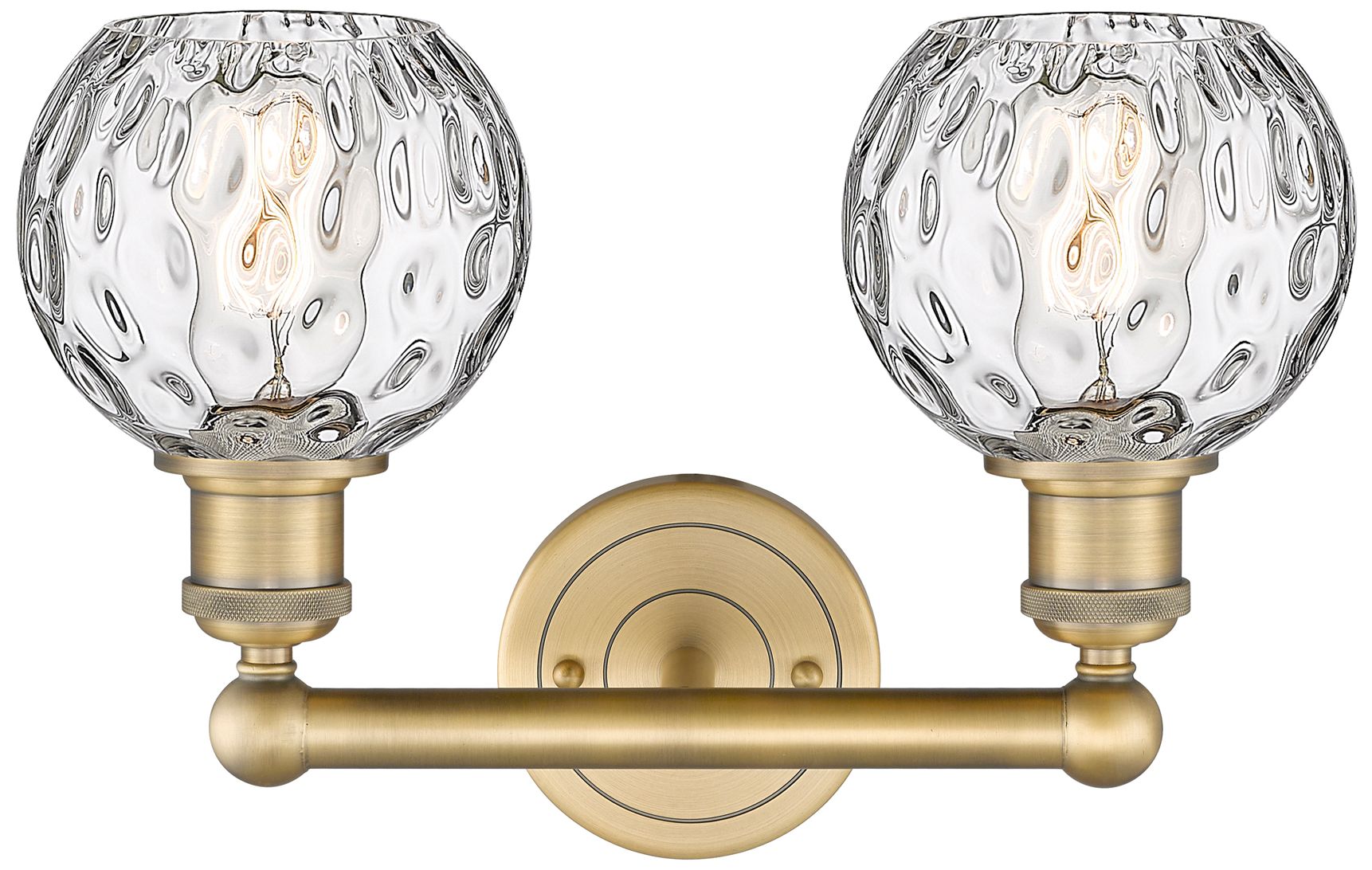 Image 2 Athens 15"W 2 Light Brushed Brass Bath Light With Clear Water Glass Sh more views