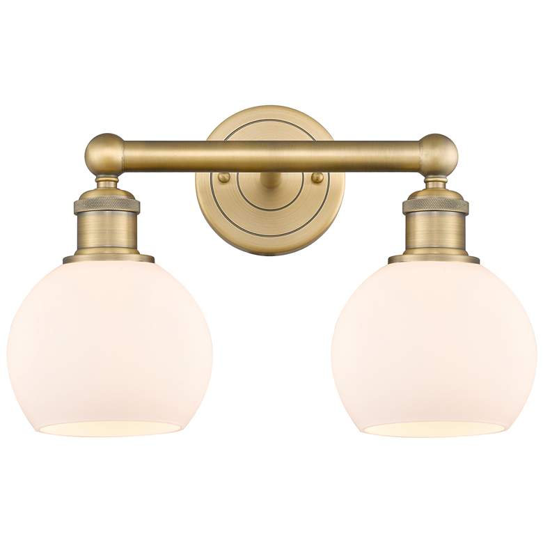 Image 1 Athens 15"W 2 Light Brushed Brass Bath Vanity Light With Matte White S