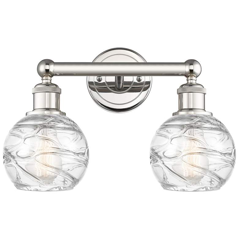 Image 1 Athens 15 inchW 2 Light Polished Nickel Bath Light With Clear Deco Swirl S