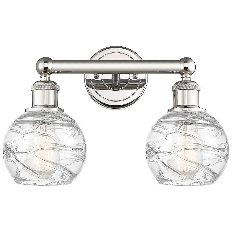 Image 1 Athens 15"W 2 Light Polished Nickel Bath Light With Clear Deco Swirl S
