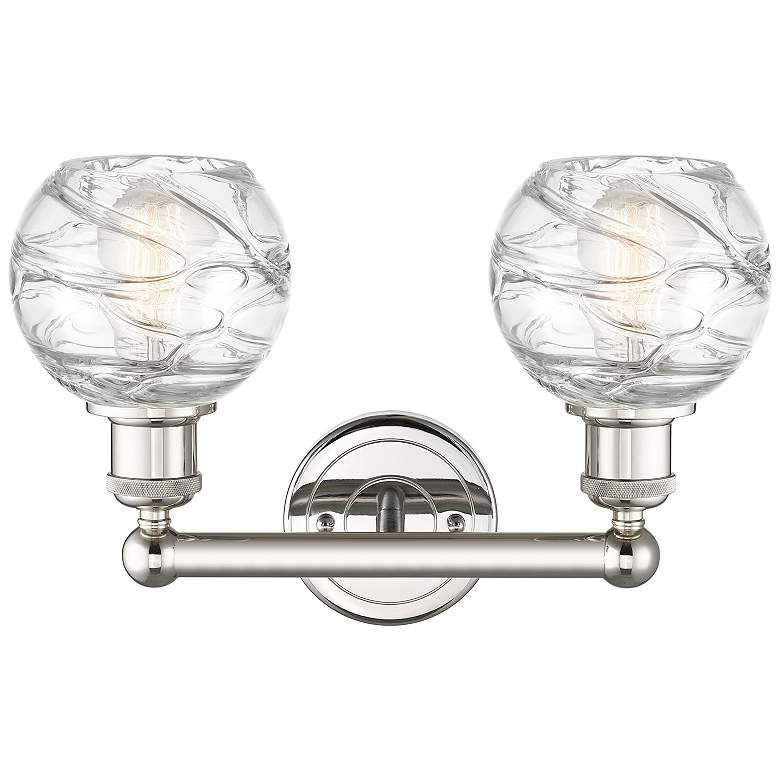 Image 2 Athens 15"W 2 Light Polished Nickel Bath Light With Clear Deco Swirl S more views