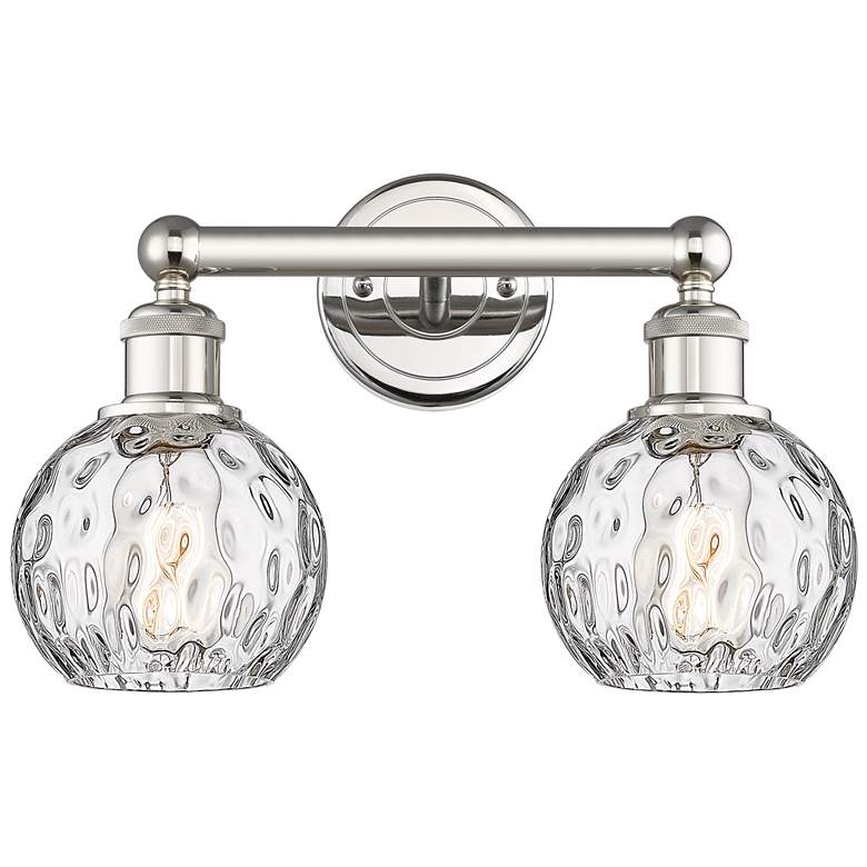 Image 1 Athens 15 inchW 2 Light Polished Nickel Bath Light With Clear Water Glass 