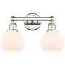 Athens 15"W 2 Light Polished Nickel Bath Vanity Light With White Shade