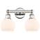 Athens 15"W 2 Light Polished Nickel Bath Vanity Light With White Shade