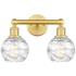 Athens 15"W 2 Light Satin Gold Bath Light With Clear Deco Swirl Shade