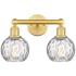 Athens 15"W 2 Light Satin Gold Bath Light With Clear Water Glass Shade