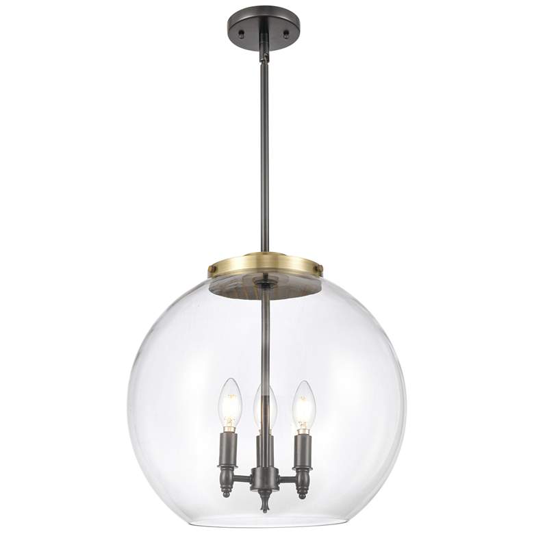 Image 1 Athens 16.38" 3 Light Black Brass LED Pendant w/ Clear Shade