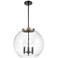 Athens 16.38" 3 Light Black Brass LED Pendant w/ Clear Shade
