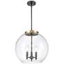 Athens 16.38" 3 Light Black Brass Pendant w/ Clear Shade