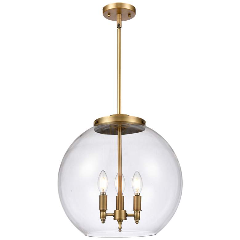 Image 1 Athens 16.38" 3 Light Brushed Brass LED Pendant w/ Clear Shade