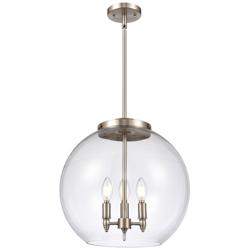 Athens 16.38&quot; 3 Light Brushed Nickel LED Pendant w/ Clear Shade