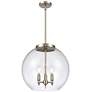 Athens 16.38" 3 Light Brushed Nickel LED Pendant w/ Clear Shade