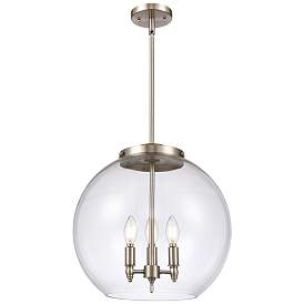 Image1 of Athens 16.38" 3 Light Brushed Nickel Pendant w/ Clear Shade