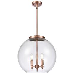 Athens 16.38&quot; 3 Light Copper LED Pendant w/ Clear Shade