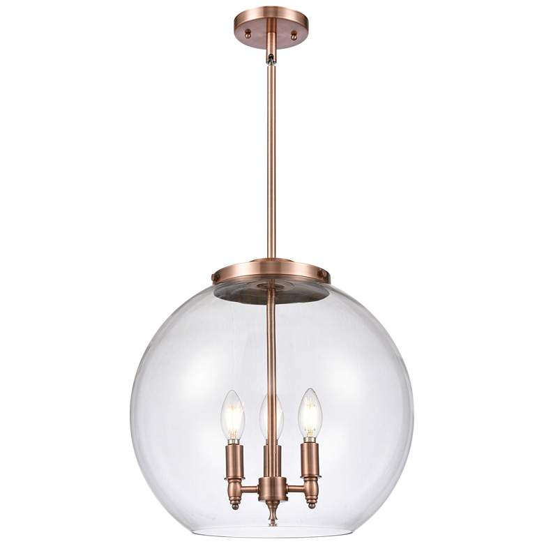 Image 1 Athens 16.38 inch 3 Light Copper LED Pendant w/ Clear Shade