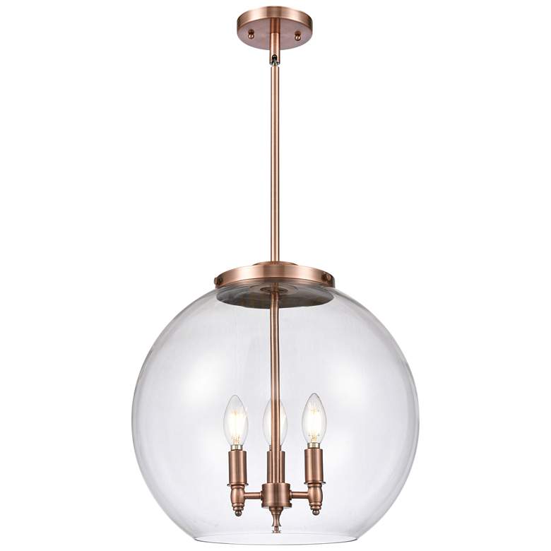 Image 1 Athens 16.38" 3 Light Copper Pendant w/ Clear Shade
