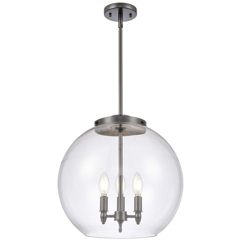 Image 1 Athens 16.38" 3 Light Matte Black Pendant w/ Clear Shade