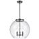 Athens 16.38" 3 Light Matte Black Pendant w/ Clear Shade