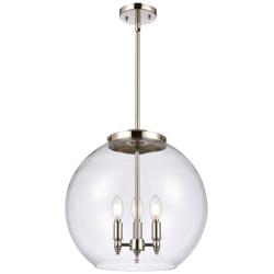 Athens 16.38&quot; 3 Light Nickel LED Pendant w/ Clear Shade
