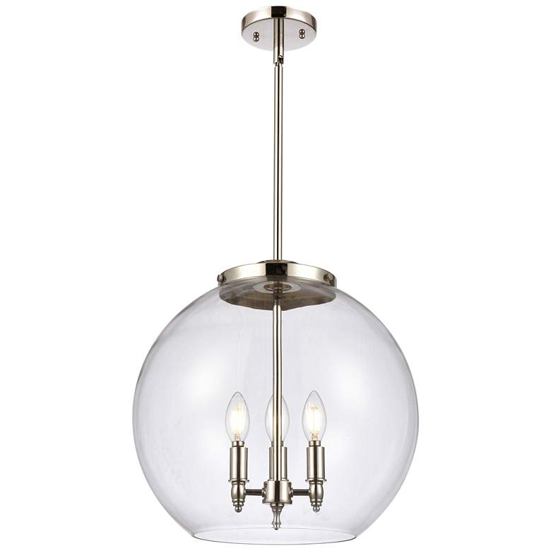 Image 1 Athens 16.38" 3 Light Nickel Pendant w/ Clear Shade