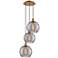 Athens 16.5"W 3-Light Brushed Brass Cord Pendant w/ Smoke Swirl Shade